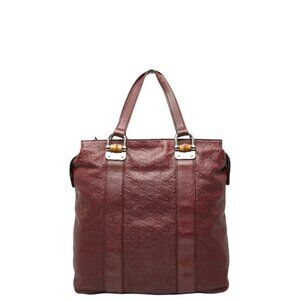 Guccissima Bamboo Wine Red Gold Leather Tote Wine Bold